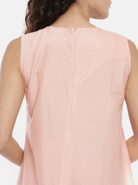 Pink Cotton Silk Asymmetrical Dress -  AS0406