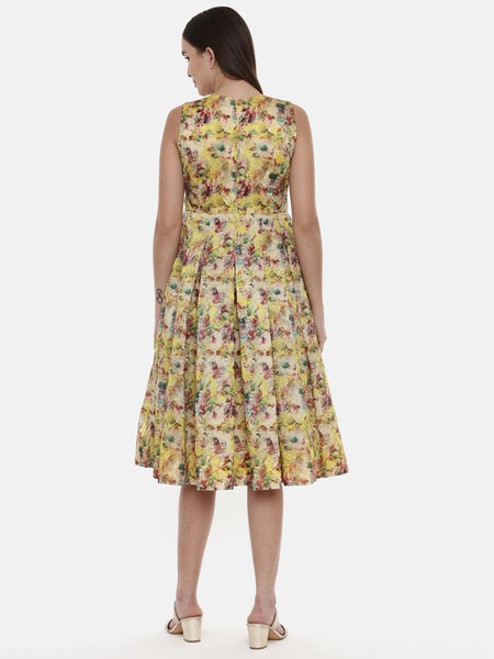 Frock Style Yellow Chanderi Dress - AS0458