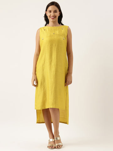Yellow Silk High Low Dress - AS0467