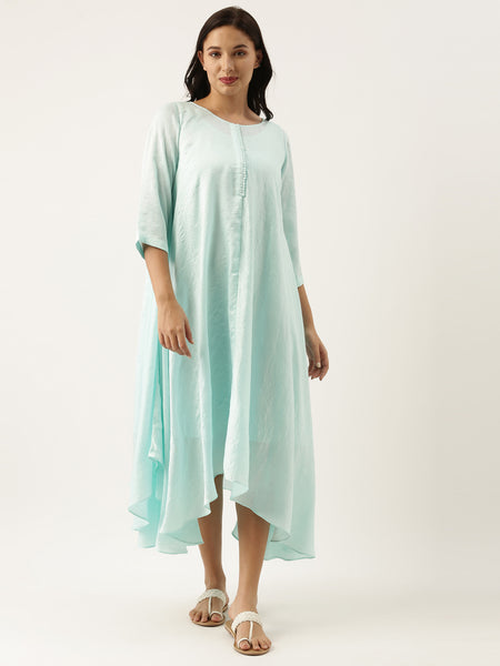 Aqua Blue Silk Polti Dress - AS0484