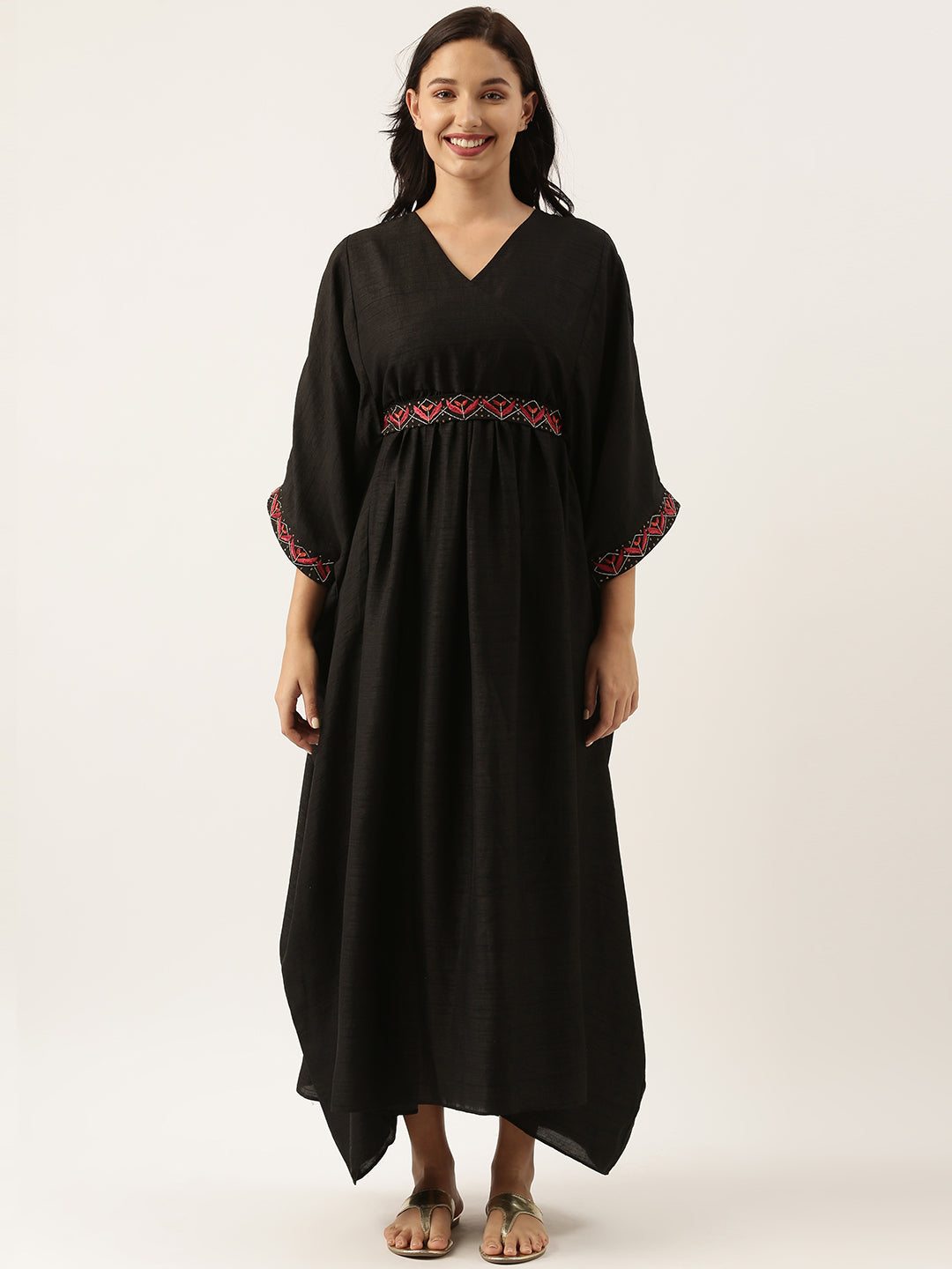 Black Silk Kaftan Dress - AS0492