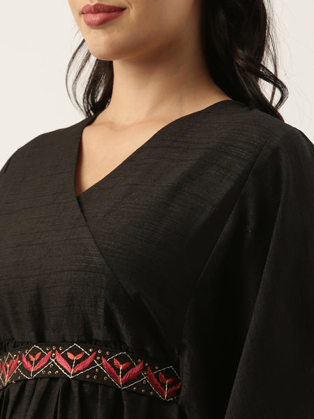 Black Silk Kaftan Dress - AS0492