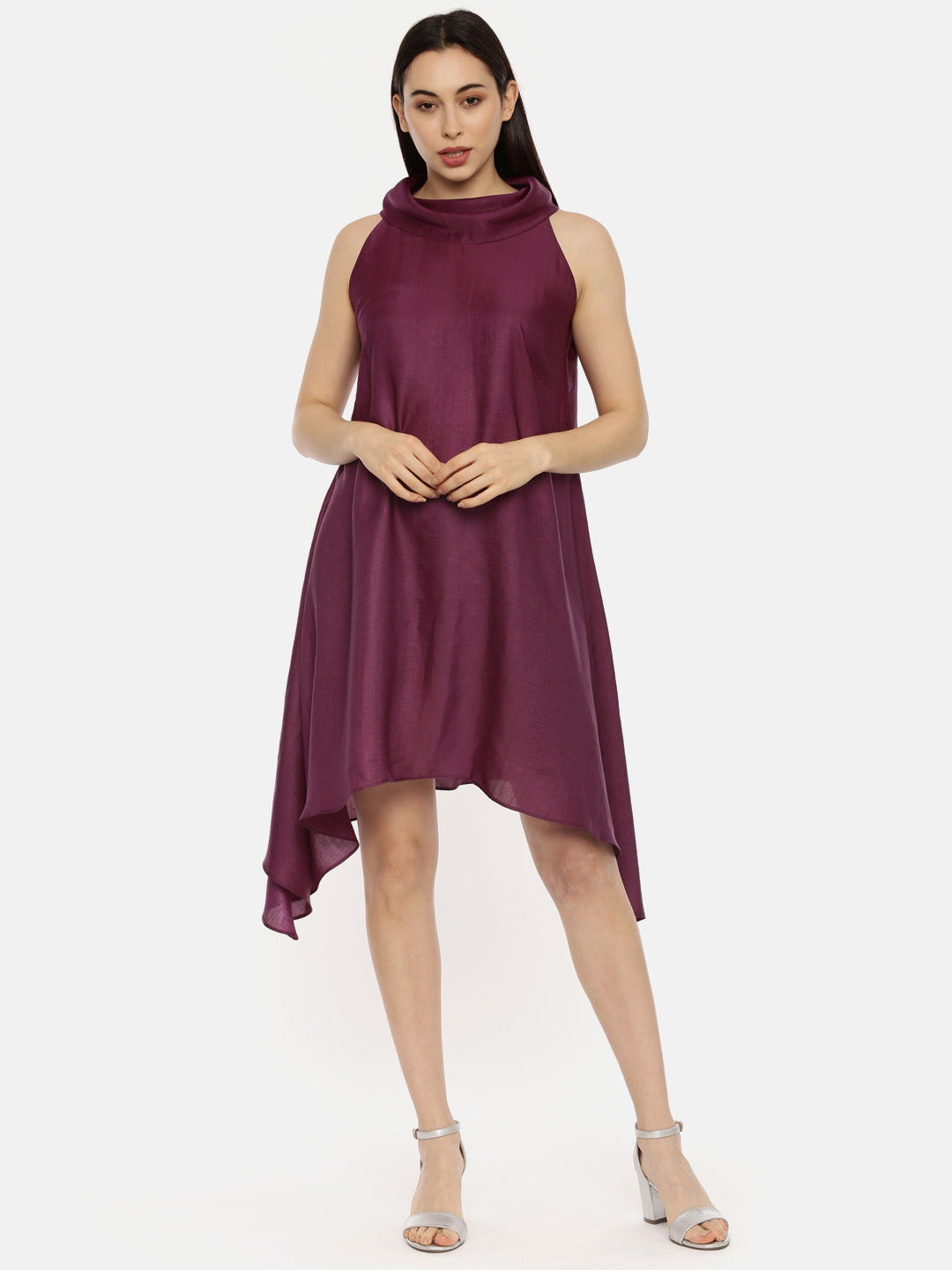 Purple Cowl Silk Dress - AS0509