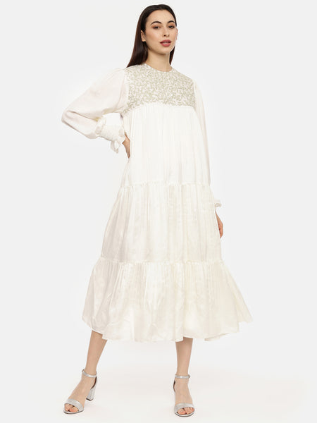 Ivory Embroidered Dress - AS0510
