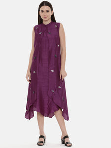 Double Layer Purple Silk Dress - AS0525