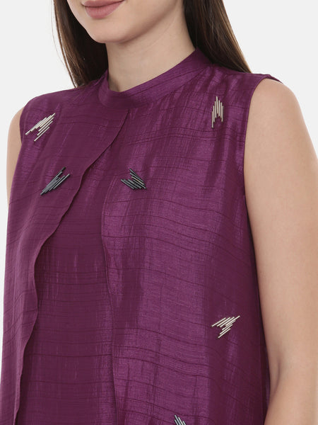 Double Layer Purple Silk Dress - AS0525