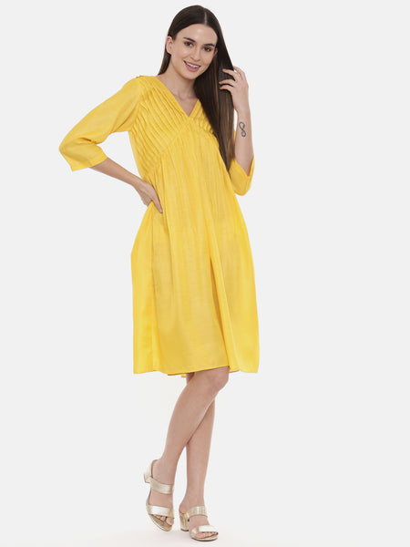 Yellow Pleated Dress - AS0529