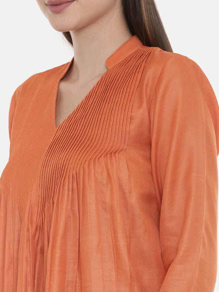 Orange Pleated / Pintuck Dress - AS0544