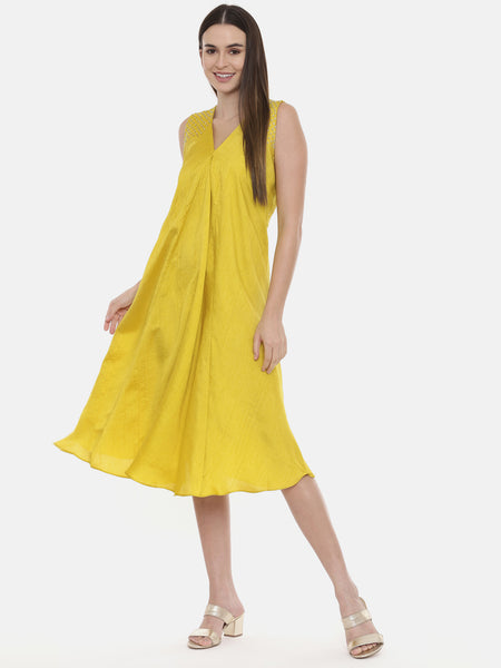 Yellow Silk Dress - AS0553