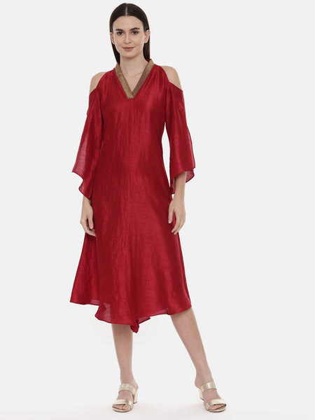 Off Shoulder Red Dress - AS0567