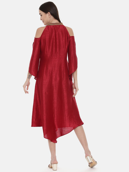 Off Shoulder Red Dress - AS0567