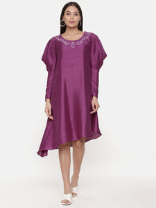 Silk Slub Wine Dress - AS0586