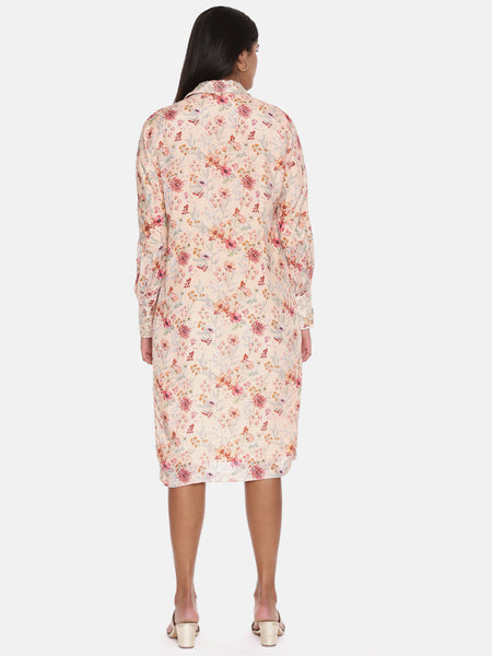 Pink Muslin Printed Dress - AS0627