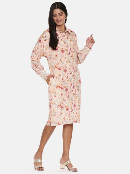 Pink Muslin Printed Dress - AS0627