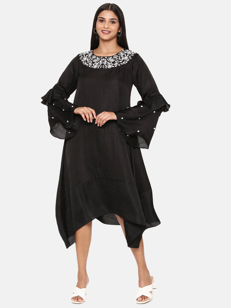 Black Embroidered Dress - AS0634