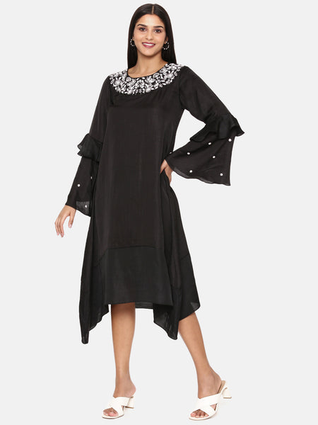 Black Embroidered Dress - AS0634