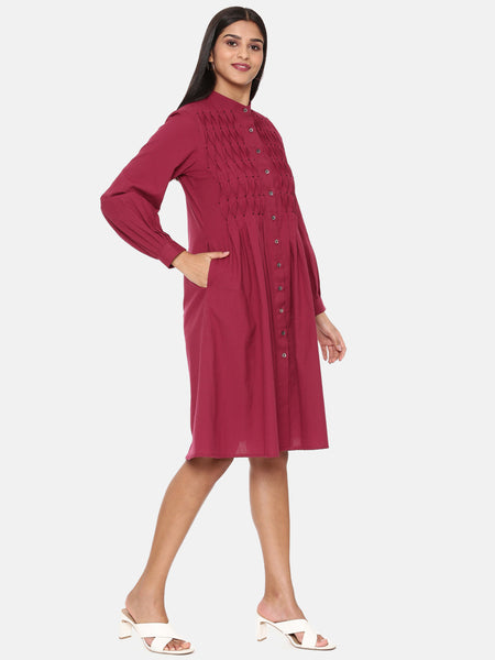 Wine Cotton Dress - AS0639