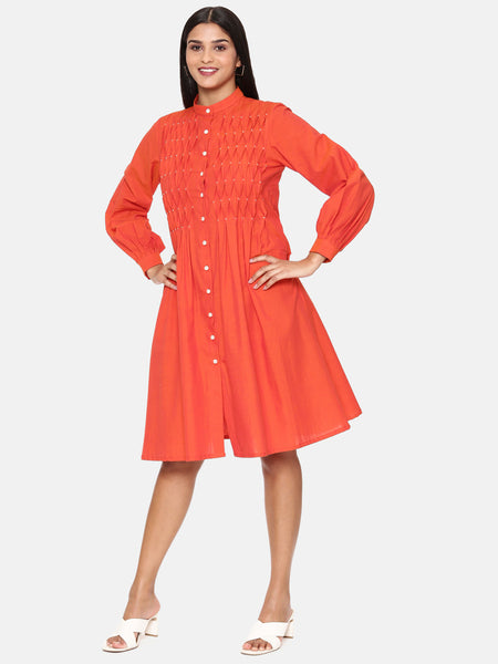 Orange Cotton Dress - AS0640