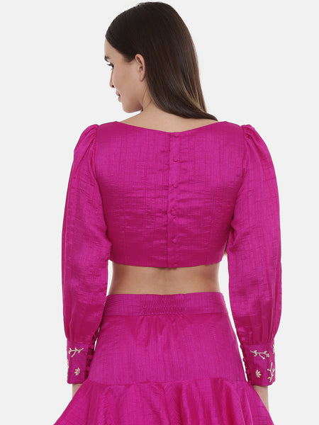 Fushcia Pink Silk Blouse - ASBL061