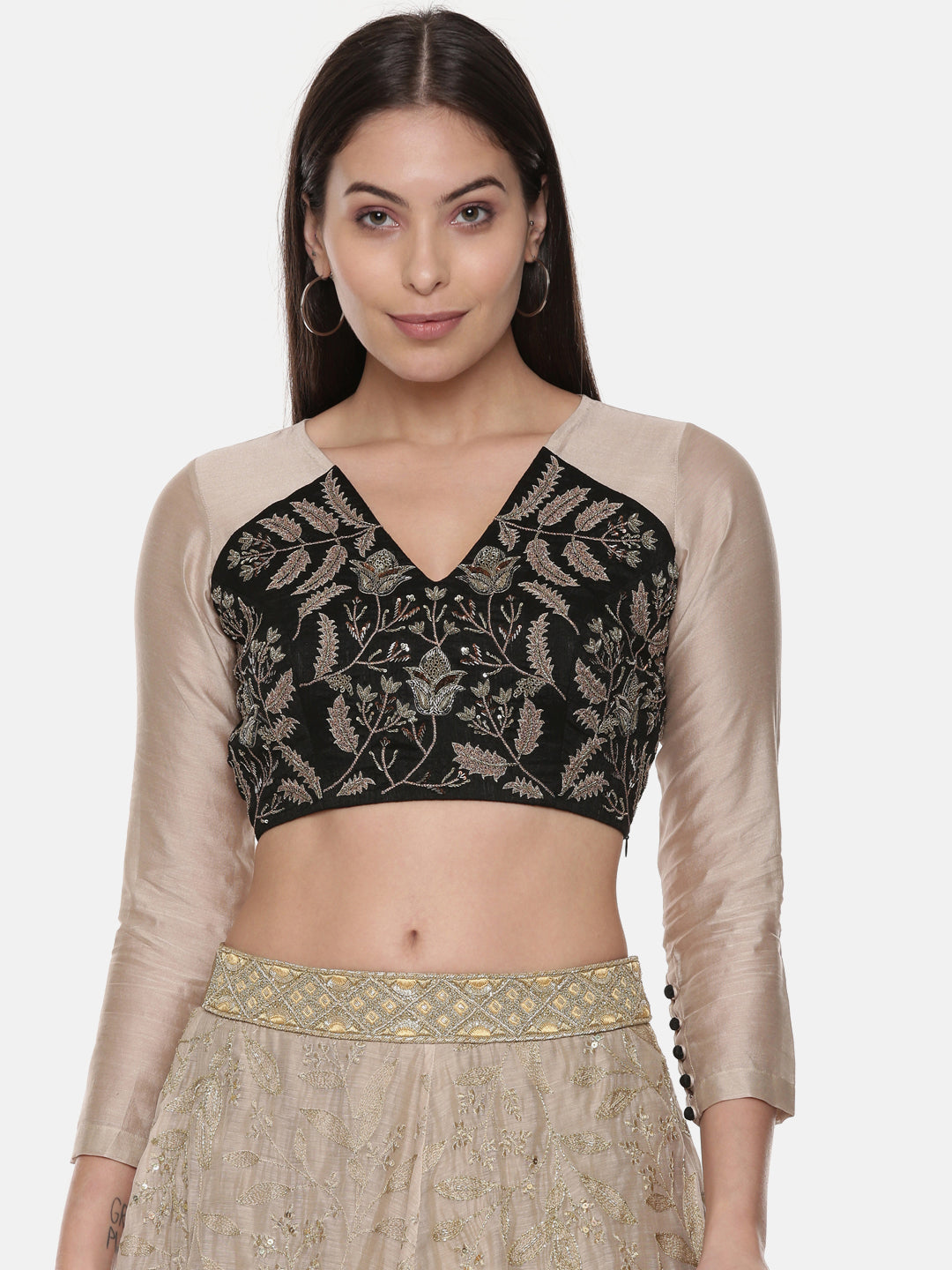 Silk Chanderi Embroidered Blouse - ASBL087