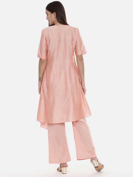 Pink Silk Embroidred Co Ord Set - ASCRSET003
