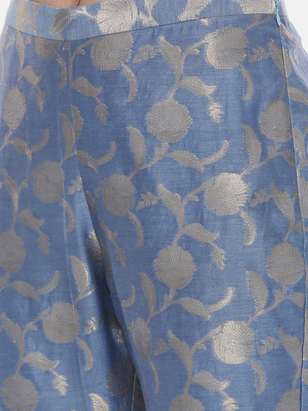 Blue Banares Silk Co Ord Set - ASCRSET001