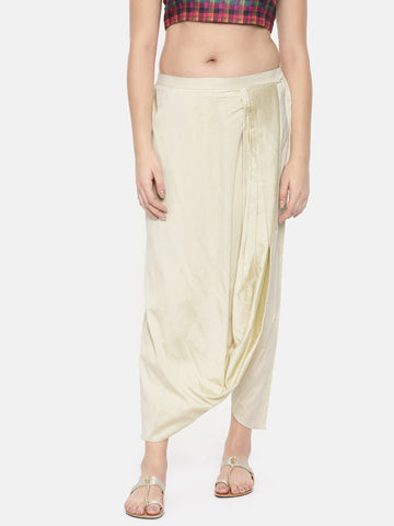 Beige cotton silk Dhoti style pants - ASDP004 - Asmi Shop