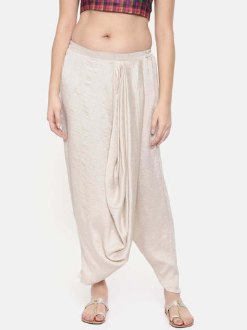 Off white Crushed silk Dhoti style pants - ASDP007 - Asmi Shop