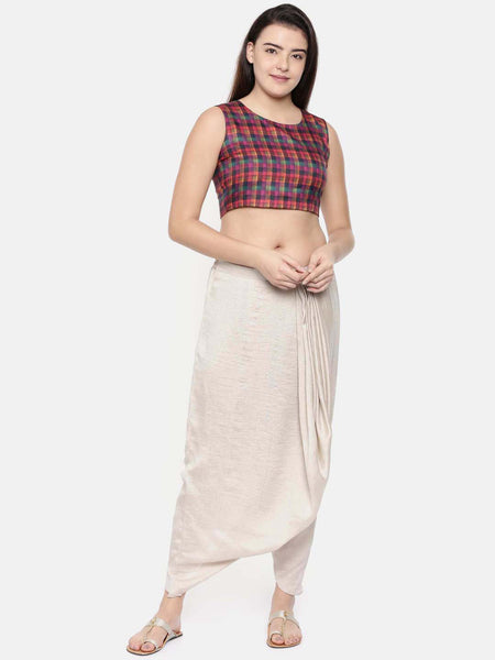 Off white Crushed silk Dhoti style pants - ASDP007 - Asmi Shop