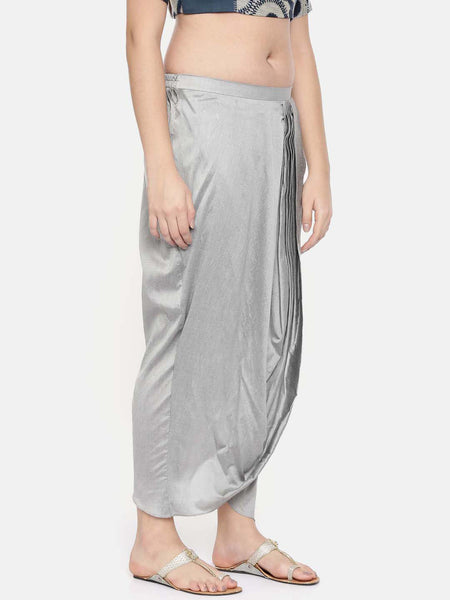 Silver grey cotton silk dhoti pants - ASDP016 - Asmi Shop