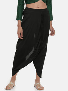 Black, Cotton silk, Dhoti pant - ASDP019 - Asmi Shop