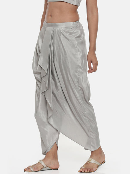 Silver Grey,Silk, Dhoti pant - ASDP025 - Asmi Shop