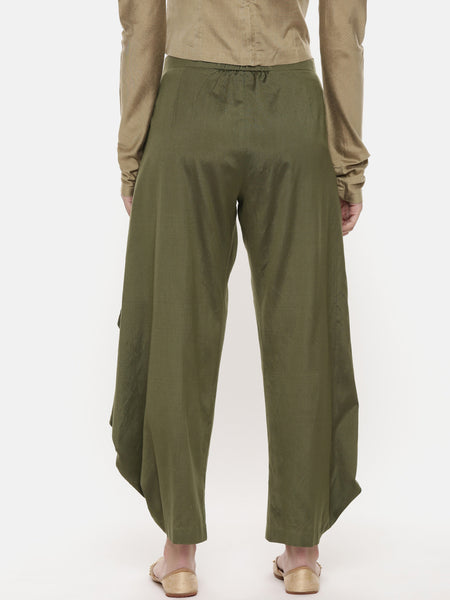 Mehendi Green Silk Dhoti Pants - ASDP031
