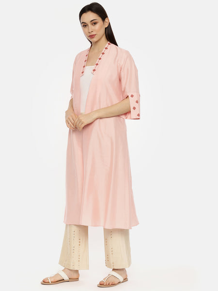 Pink Silk Cotton Over Layer  - ASJ058