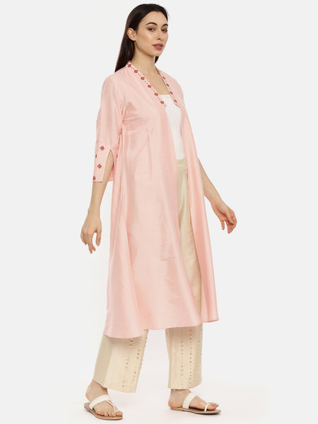 Pink Silk Cotton Over Layer  - ASJ058