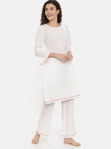 White Cotton Nightwear - ASNW003