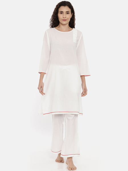 White Cotton Nightwear - ASNW003
