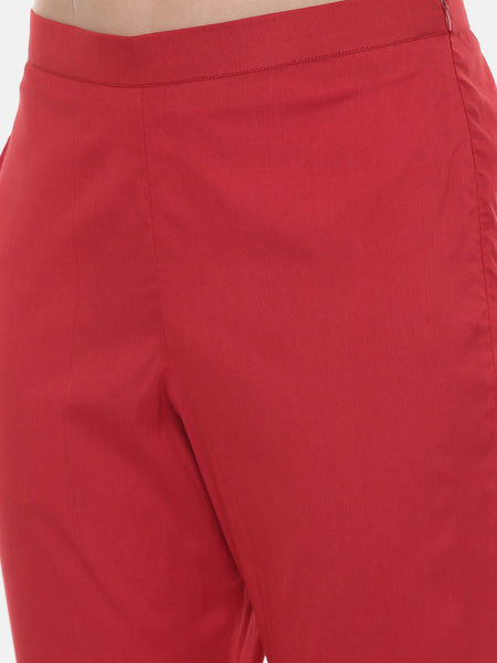 Red Silk Tappered Pants - ASP027
