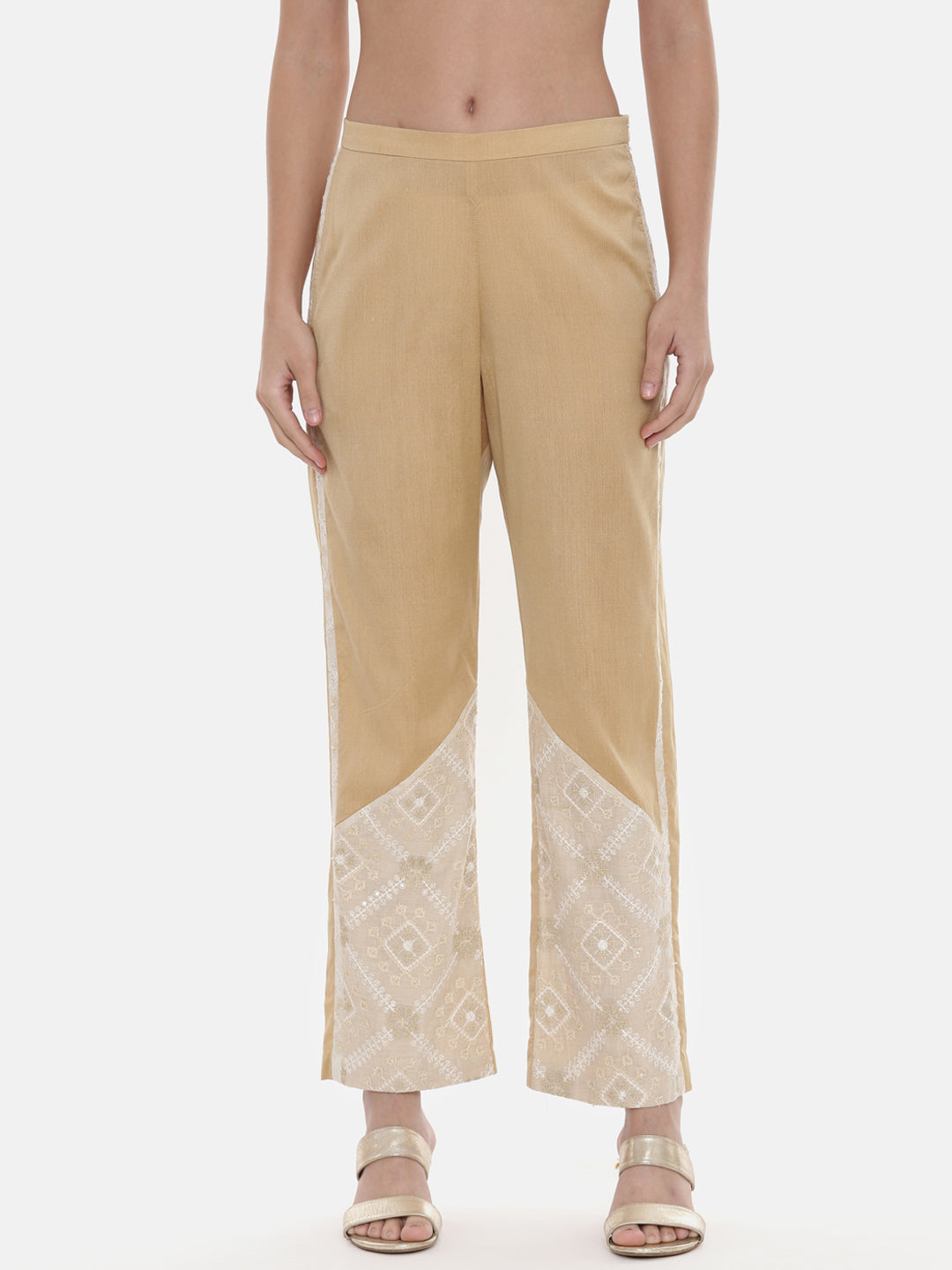 Gold Silk Embroidred Pants - ASPL024
