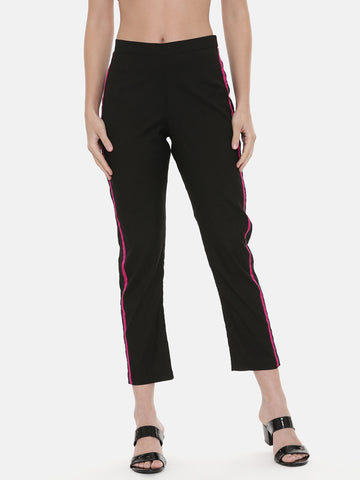Black Pink Silk Pants - ASPL030