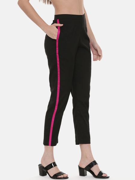Black Pink Silk Pants - ASPL030