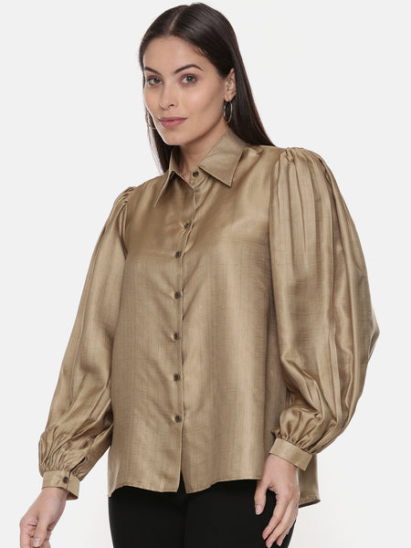 Gold Silk Slub Shirt  -  ASST026