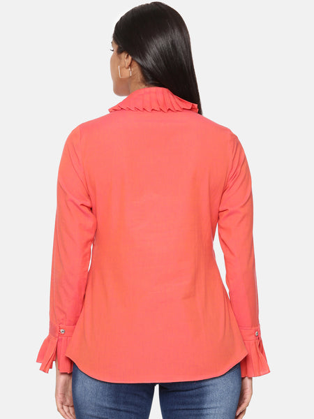 Orange Cotton Short Shirt -  ASST059