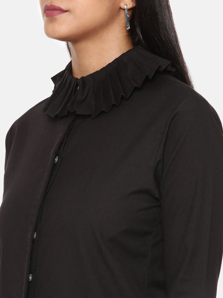 Black Comfort Short Cotton Shirt -  ASST064