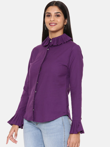 Purple Comfort Short Cotton Shirt -  ASST065