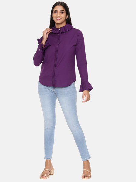Purple Comfort Short Cotton Shirt -  ASST065