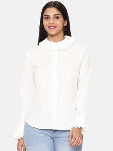 White Cotton Short Shirt - ASST066