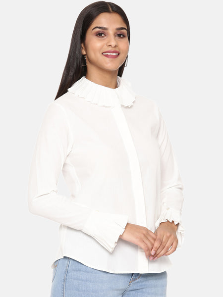White Cotton Short Shirt - ASST066